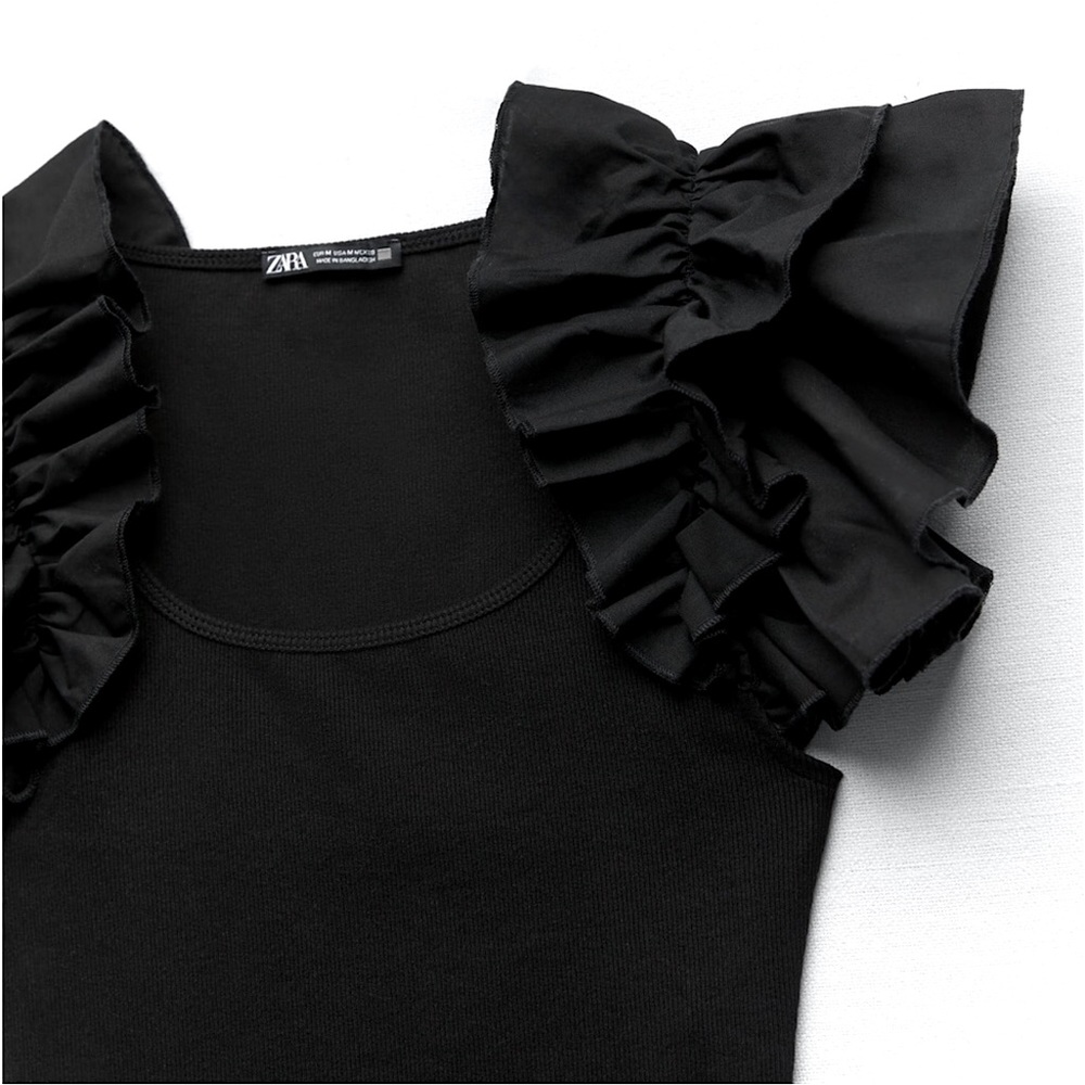 Zara Ribbed Ruffled Bodysuit - Picture 6 of 10